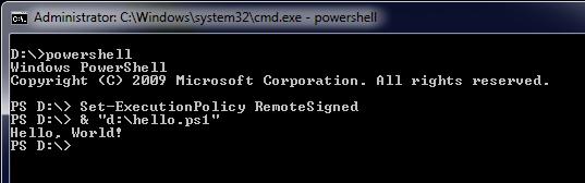 screenshot of PowerShell Set-ExecutionPolicy RemoteSigned