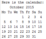 image of current month calender